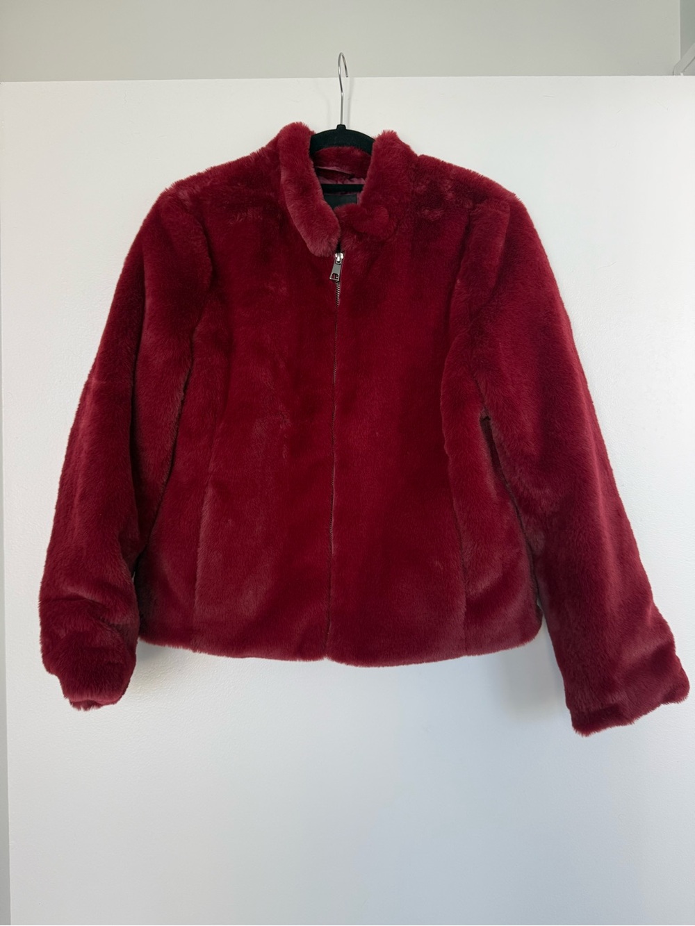 Banana Republic faux fur jacket, burgundy, size S
